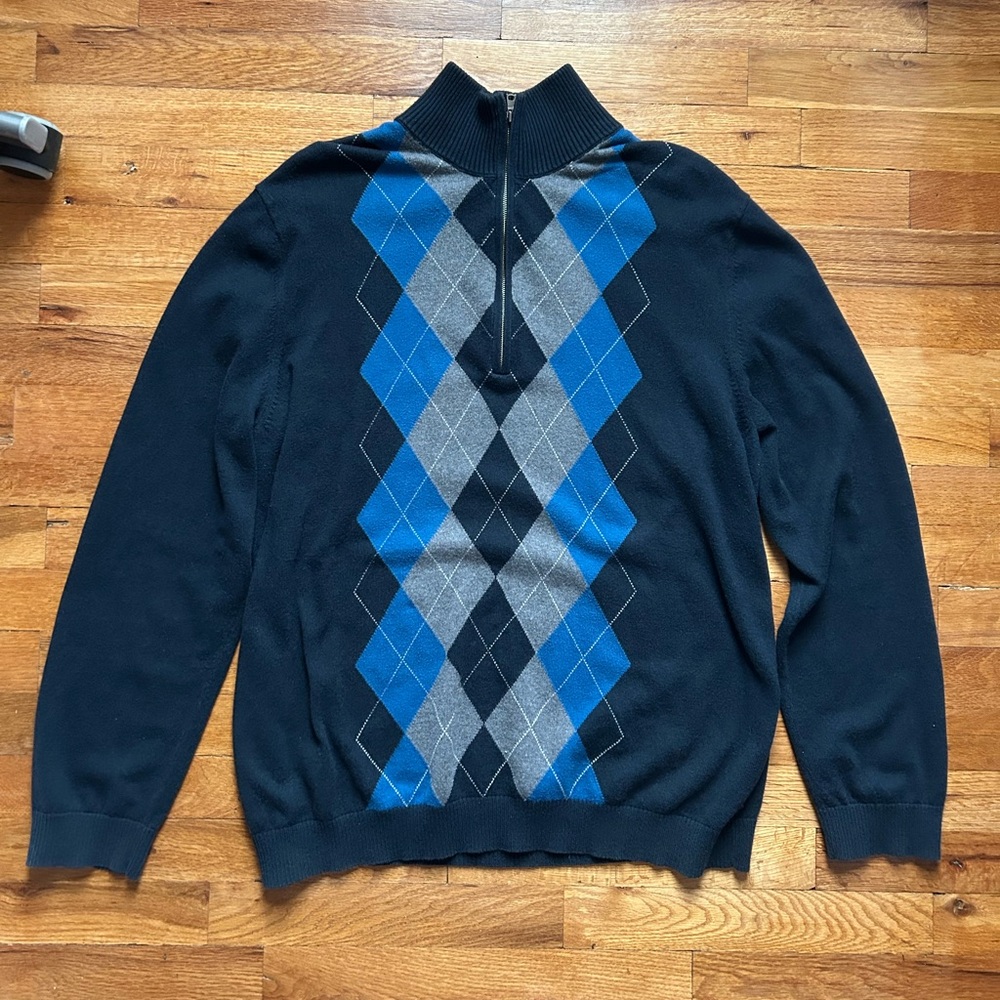 Banana Republic Men's Quarter Zip Argyle Sweater